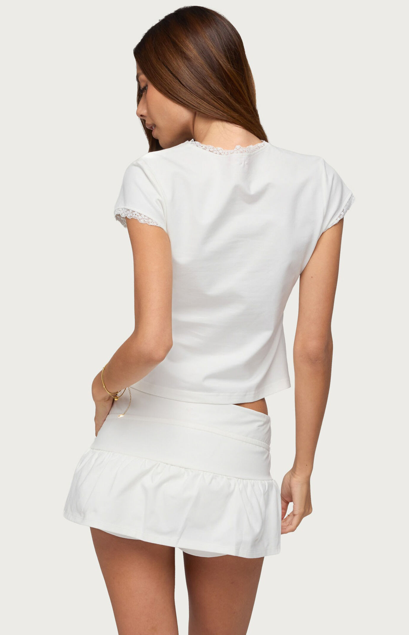 Edikted Yelena Lacey Button Up Top