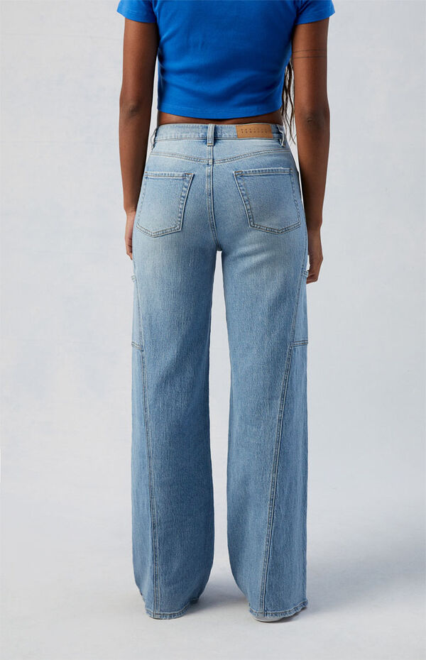 Pacsun Wide Leg Jeans Stretch Paneled Medium Indigo