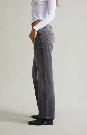 Jordyn Low Rise Straight Leg Jeans Contrast Stitch Gray image number 3