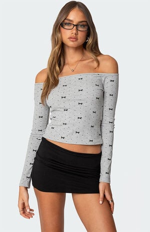 Ryna Bows and Dots Off Shoulder Top image number 1