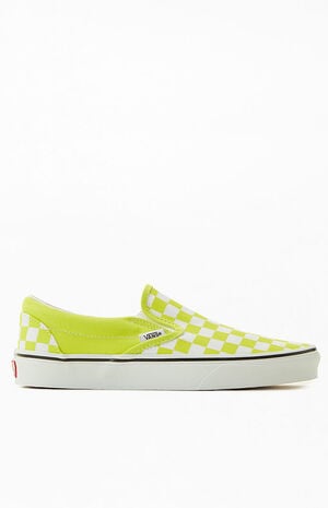 Yellow Classic Checkerboard Slip-On Sneakers