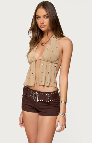 Studded Backless Split Front Top image number 2