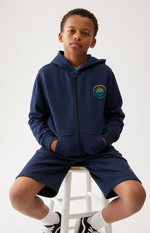 Kids Navy Custom Classic Full Zip Hoodie image number 1