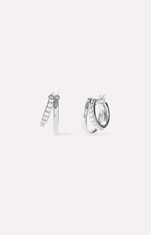 Toda Mini Silver Double Hoop Earrings image number 1