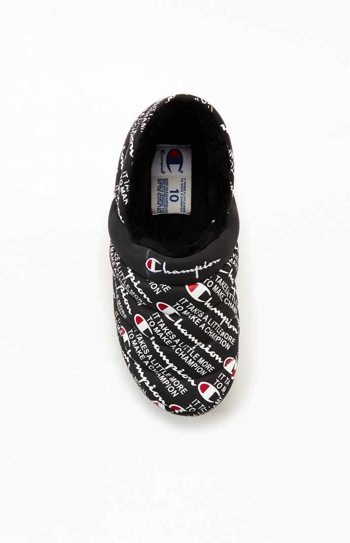 Black Varsity Reflective Slippers