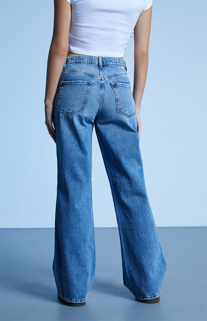 PacSun Medium Blue Ripped Baggy Jeans | PacSun