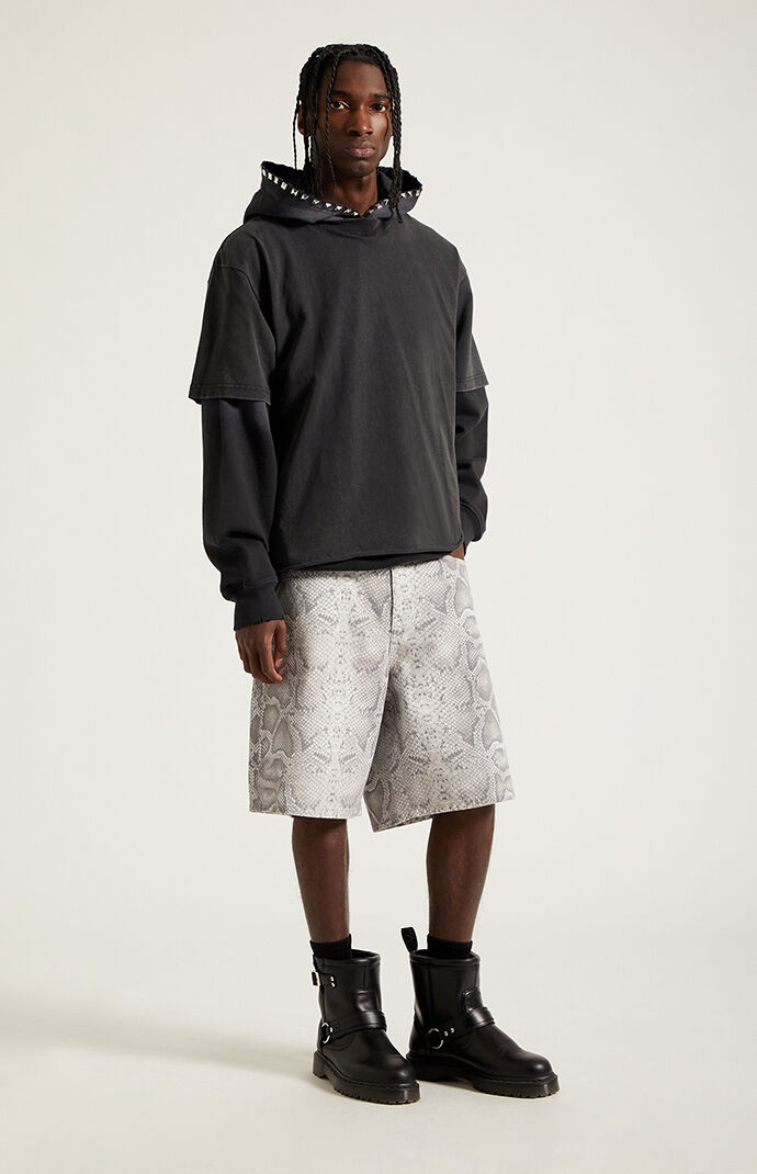 パンツ Private brand Snake Nylon Baggy Shorts Pacsun Parker Baggy Jean Shorts Snake Print | Pacsun