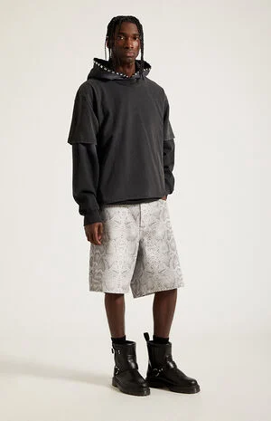 Parker Baggy Denim Shorts Snake Print image number 6