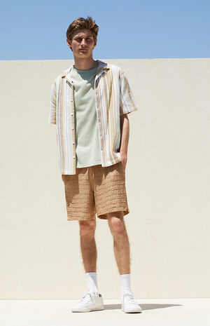 Brown Textured Shorts image number 2