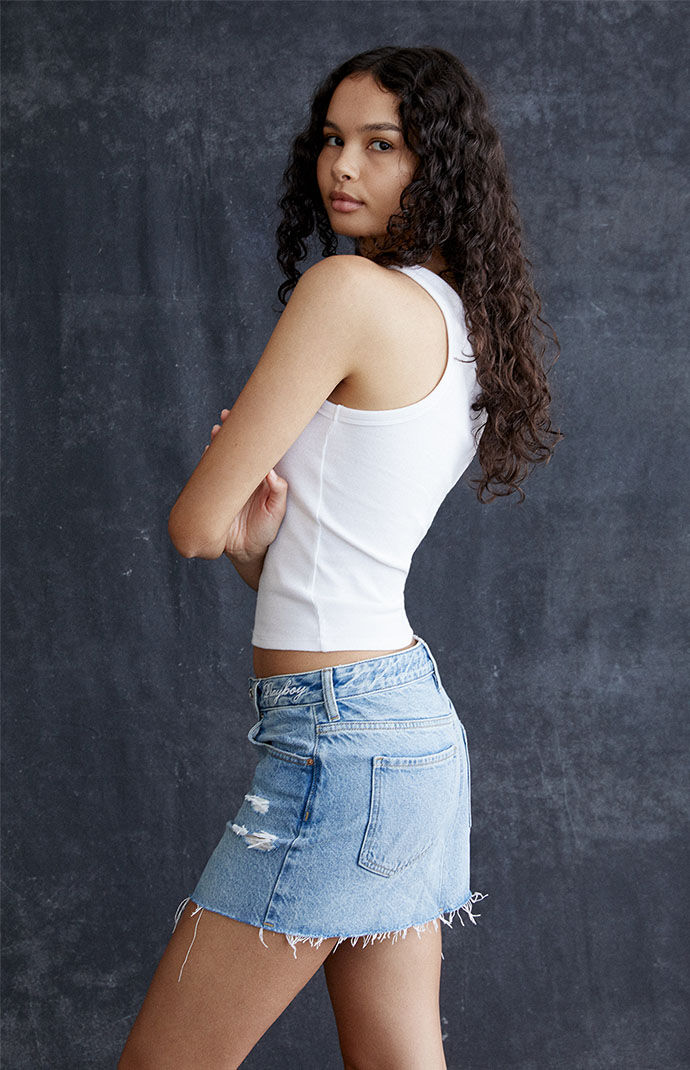 White jean skirt top pacsun