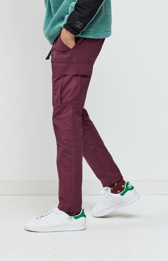 burgundy cargo pants mens