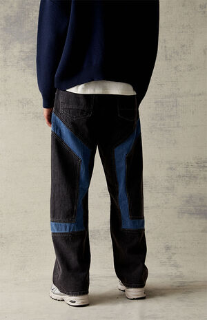 Baggy Mixed Indigo Panel Jeans image number 4
