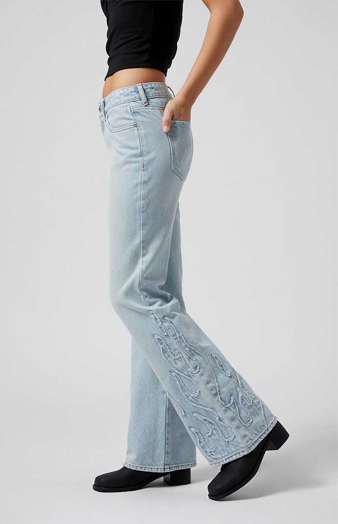 Pacsun Jade Low Rise Bootcut Jeans Flames Light Indigo | PacSun