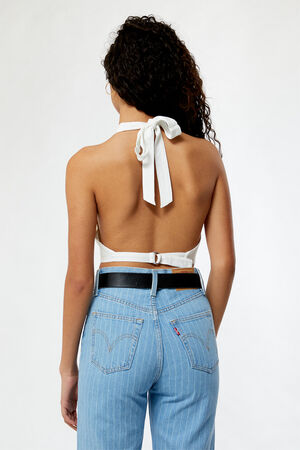 Open Back Linen Halter Top image number 3