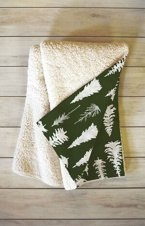 Green Trees Large Fleece Throw Blanket image number 2