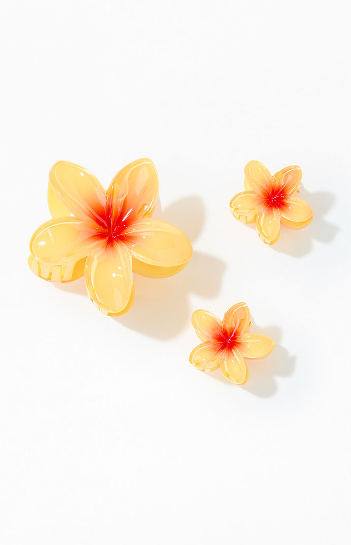 LA Hearts 3 Pack Plumeria Flower Hair Claw Clips