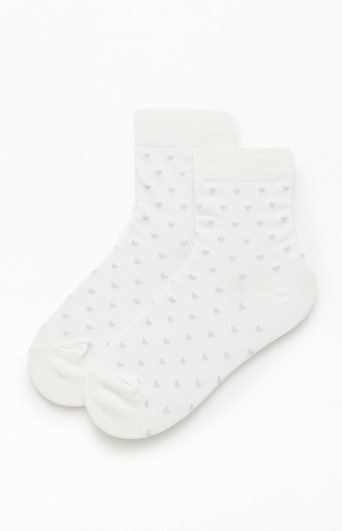 John Galt White & Light Blue Heart Socks
