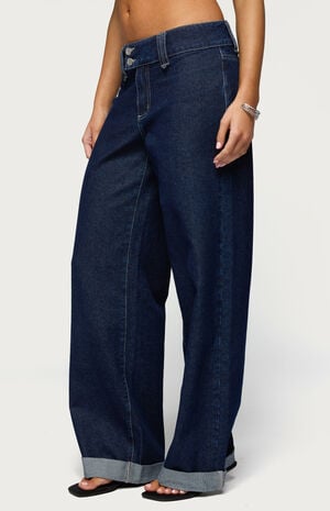 Cuffed Low Rise Straight Leg Jeans image number 2