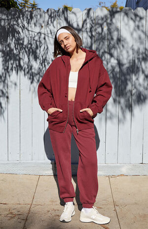 Burgundy Christy Full Zip Hoodie image number 1