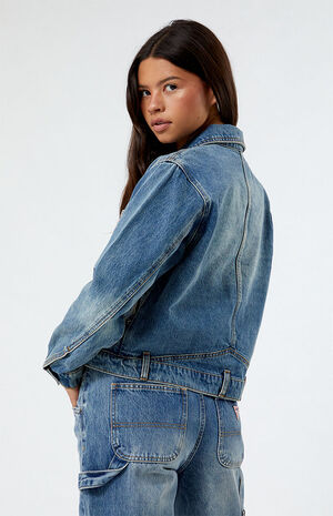 Cropped Carpenter Denim Jacket image number 4