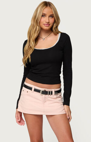 Contrast Lacey Long Sleeve Top image number 2