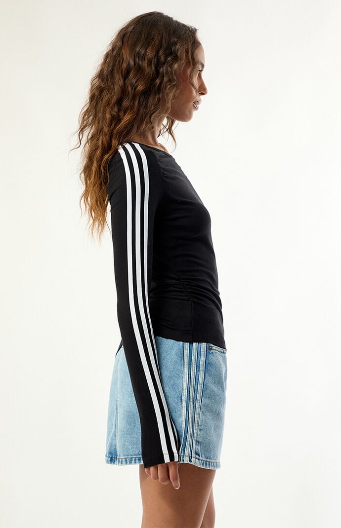 adidas Black One Shoulder Asymmetrical Long Sleeve Top