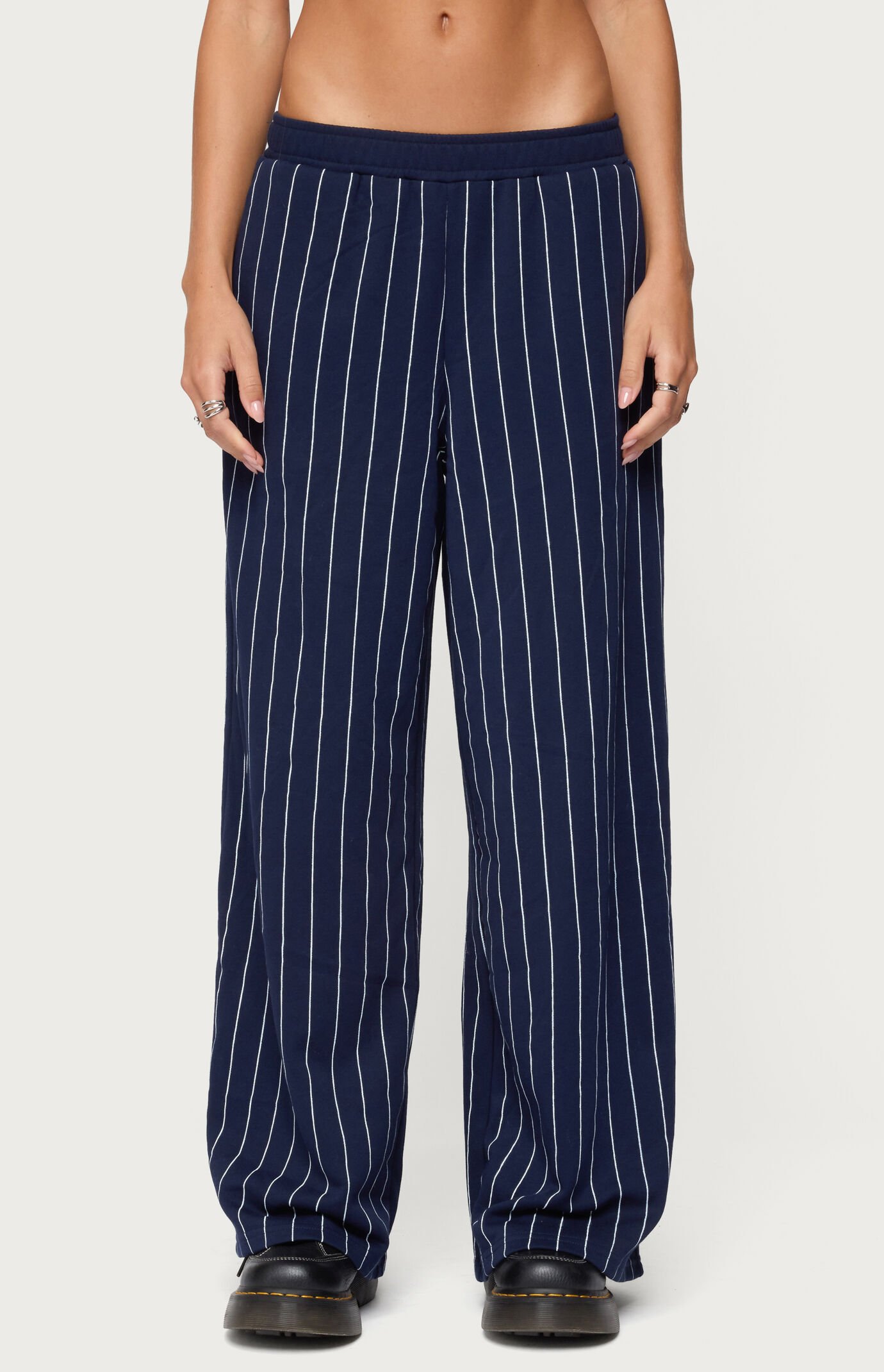 Edikted Mercer Pinstripe Wide Leg Sweatpants