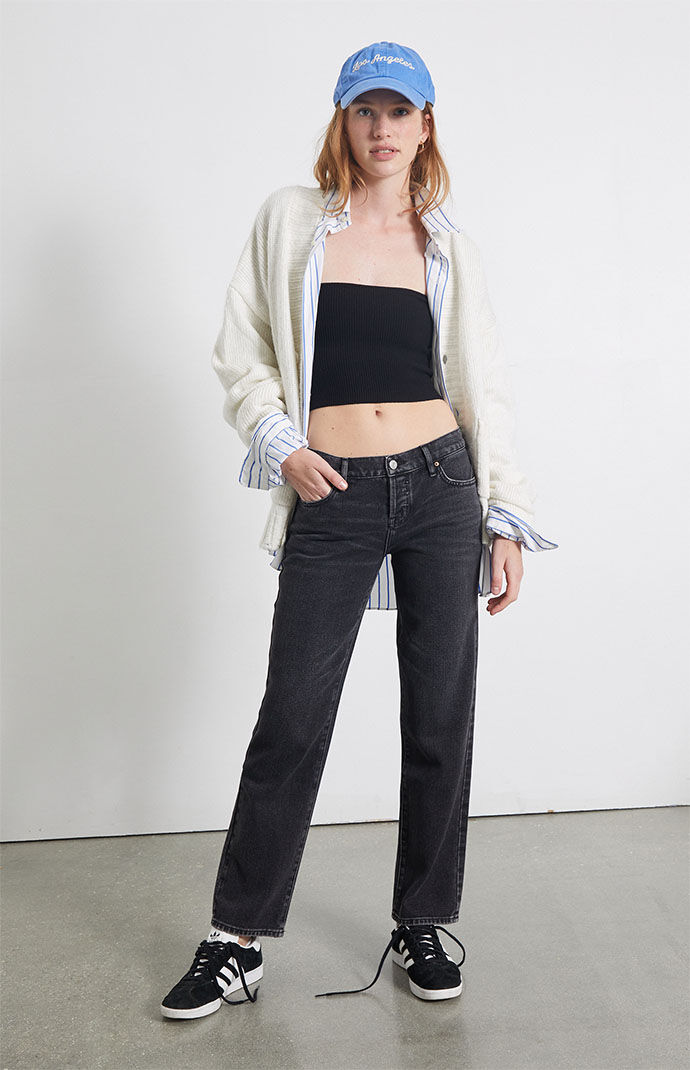 Black Low Rise Straight Leg Jeans | PacSun