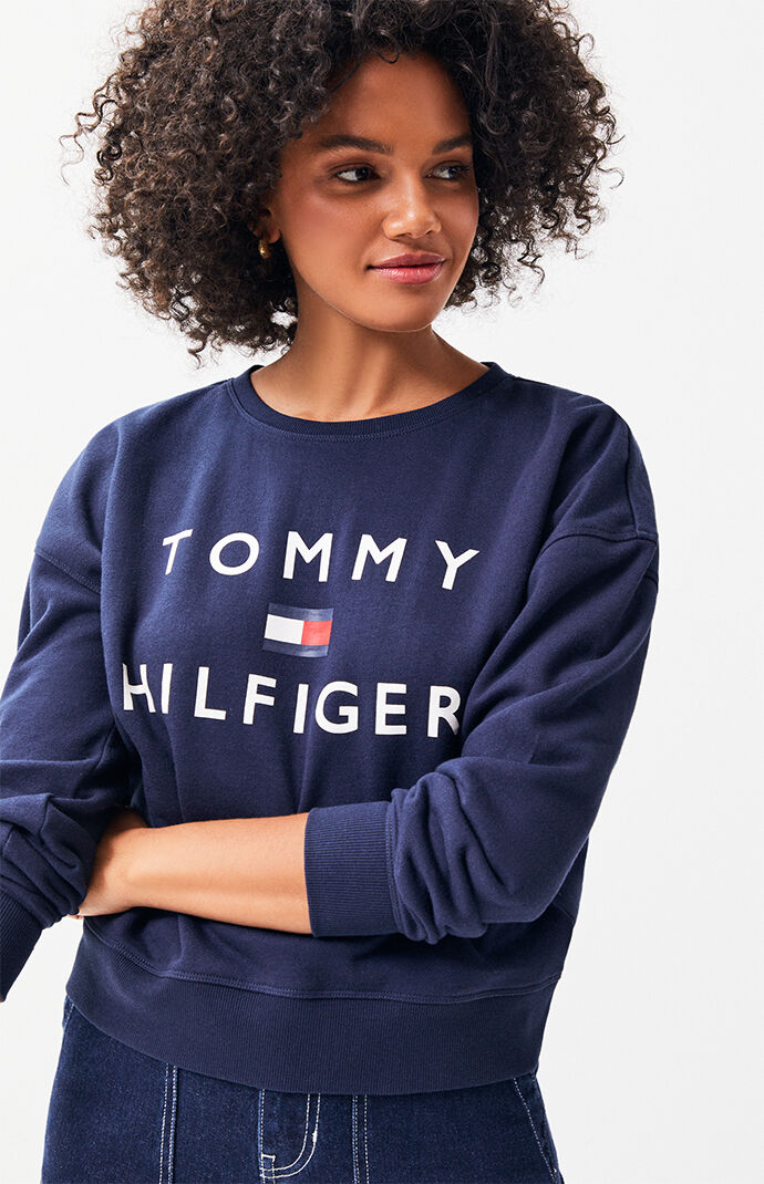 Tommy hilfiger linear top logo crewneck sweatshirt