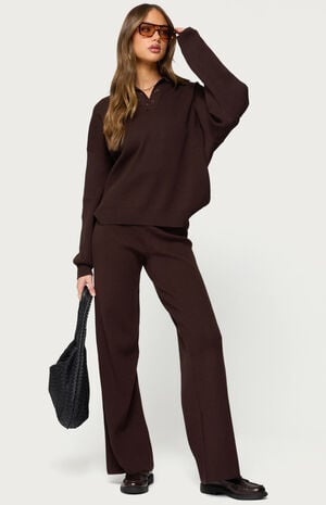Lorie Oversized Knit Polo Sweater image number 5
