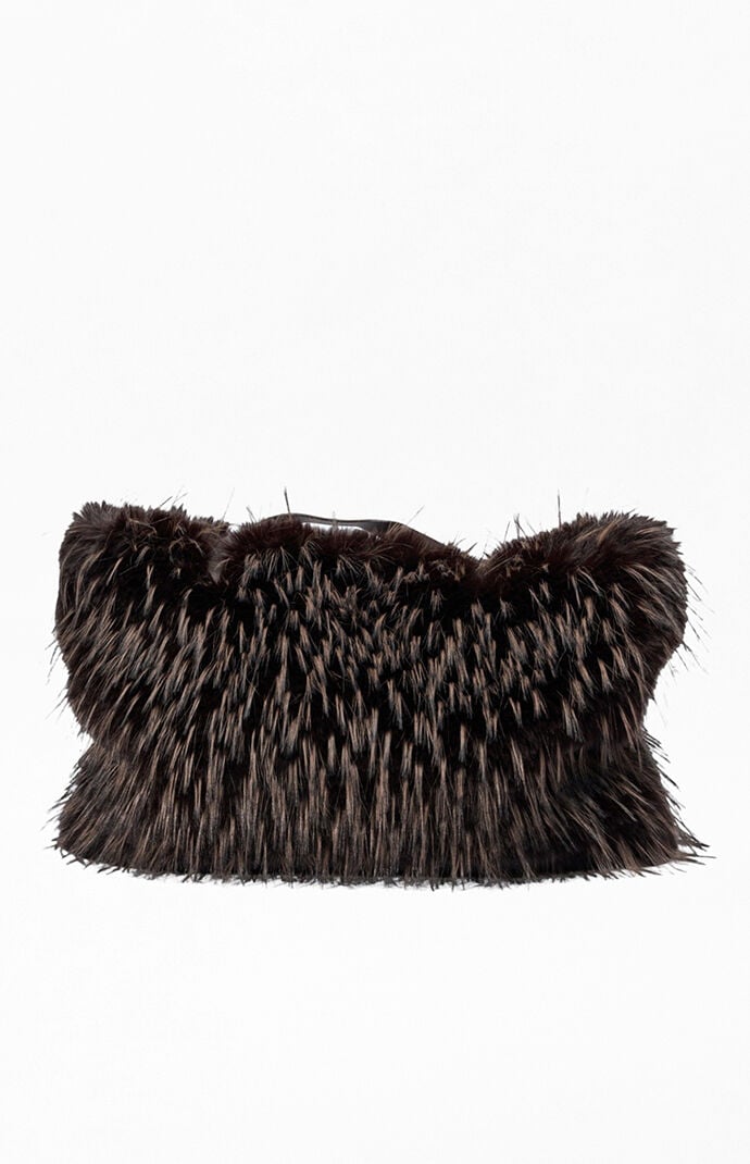 AZALEA WANG Brown Confidante Faux Fur Handbag