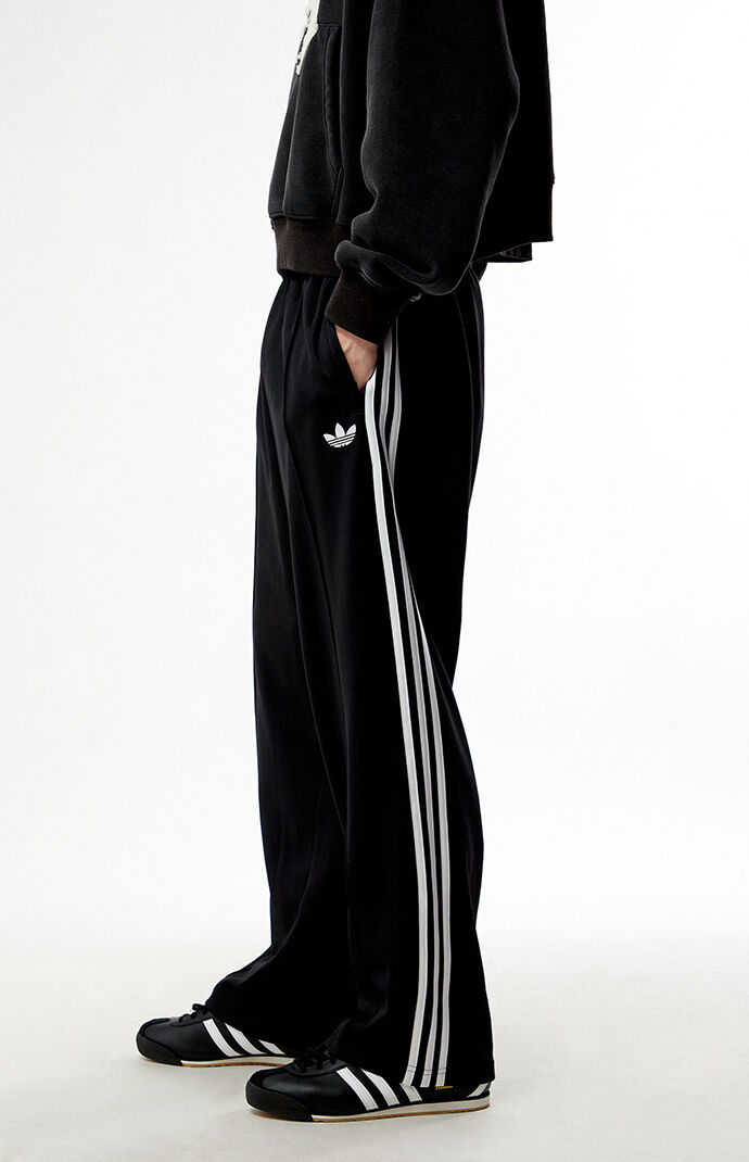 adidas Black Baggy Three Stripe Track Pants | Pacsun