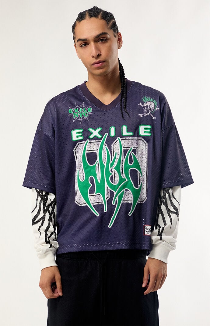 EXILE NYC No Life Layered Long Sleeve Football Jersey | Pacsun
