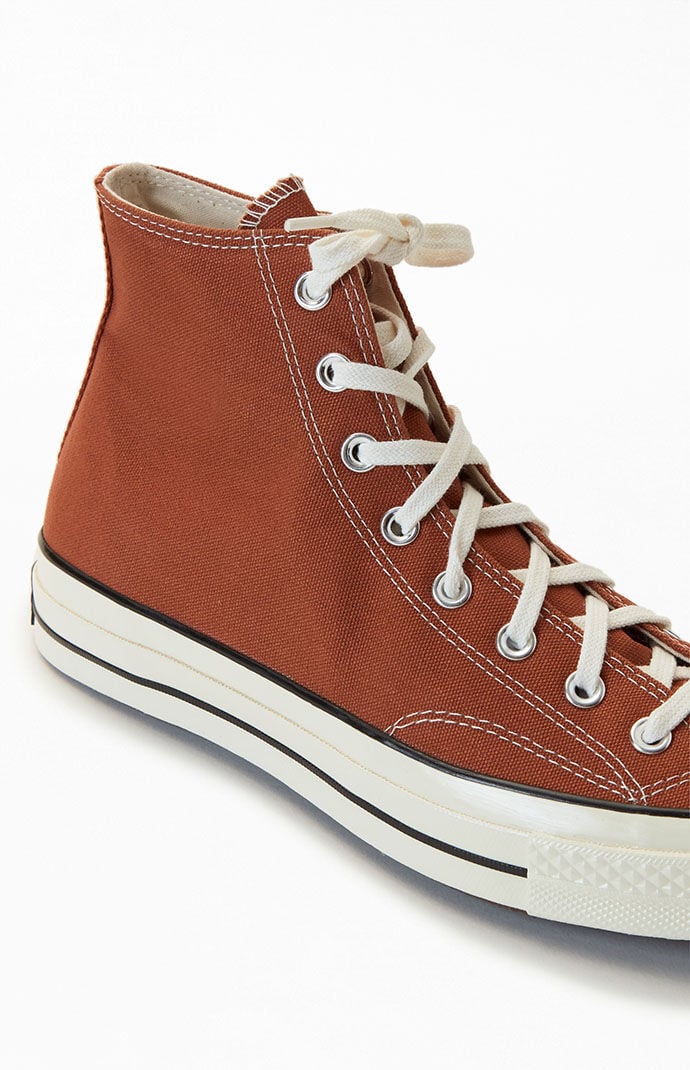 Leather tan top converse