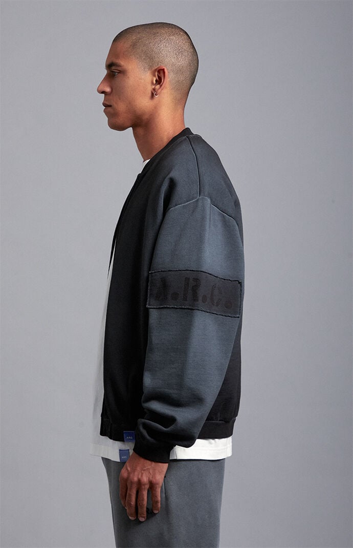 A.R.C. Black Vintage Wash Heavyweight Fleece Bomber Jacket
