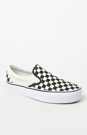 Women's Checkerboard Slip-On Platform Sneakers image number 1
