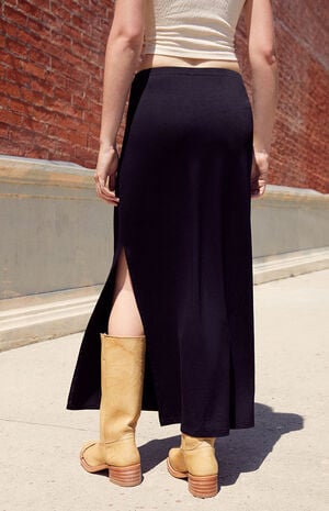 Black Slit Maxi Skirt image number 4