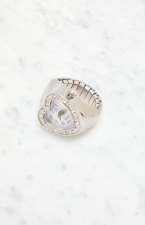Silver Heart Watch Ring image number 2