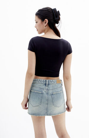 Bella Medium Indigo Mid Rise Denim Mini Skirt image number 4