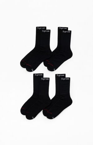 x Hanes 4 Pack Black Crew Socks image number 1