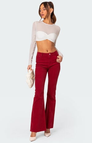 Night Out Sheer Long Sleeve Crop Top image number 2