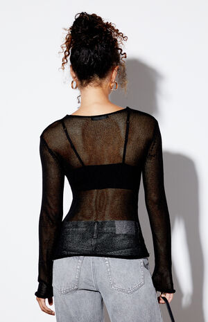 Sheer Knit Long Sleeve Sweater image number 3