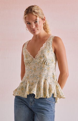 Ollie Lace Trim Floral Tank Top image number 2