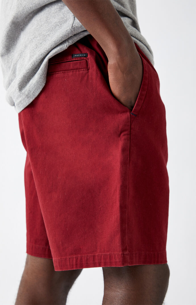 Twill Burgundy Drawstring Shorts