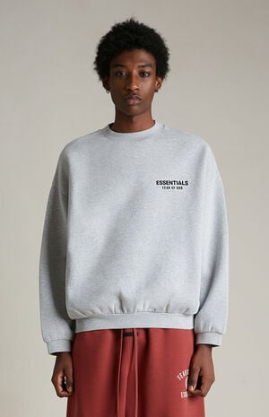 Light Heather Grey Fleece Crew Neck Sweatshirt image number 2