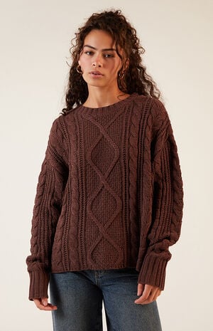 Violet Cable Knit Boxy  Sweater image number 1