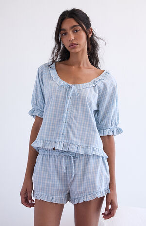 Printed Ruffle Pajama Shorts image number 3
