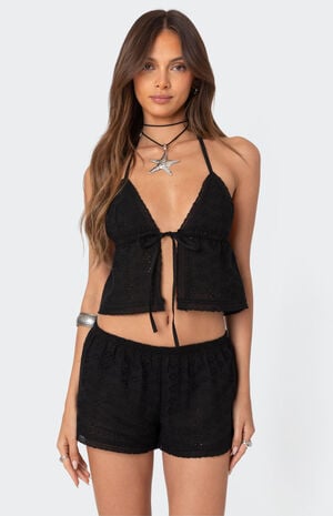 Jael Tie Front Eyelet Halter Top image number 1