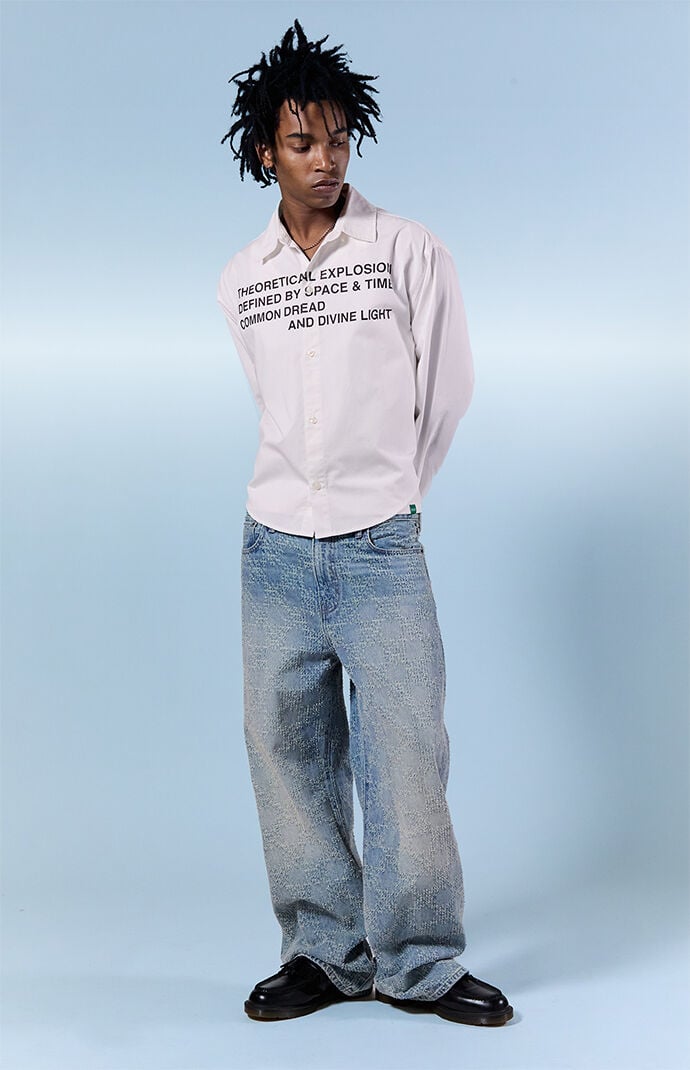 Pacsun Blake Extreme Baggy Jeans Textured Checkerboard Light Blue