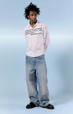 Blake Extreme Baggy Jeans Textured Checkerboard Light Blue image number 1